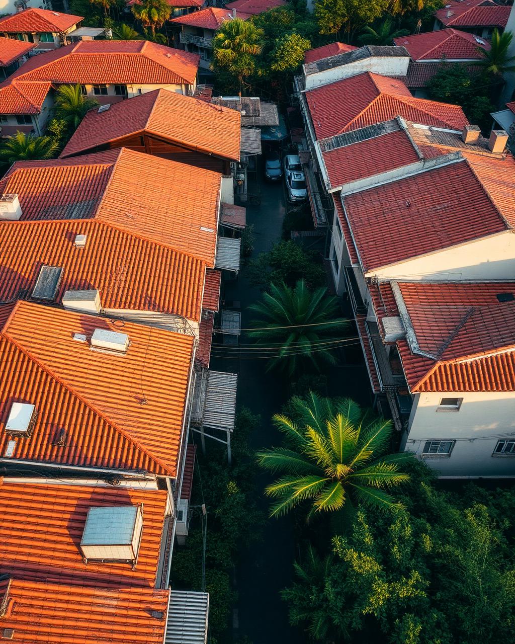 An aerial view of a Singapore shophouse neighbourhood